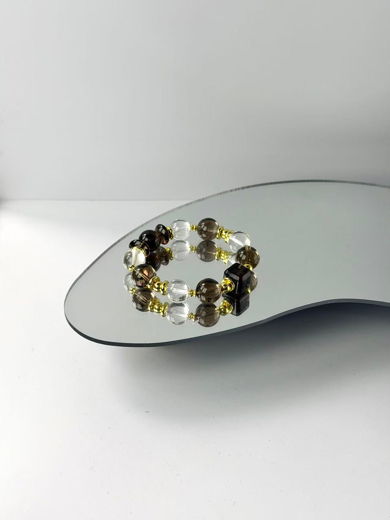 The Serenity Talisman: Smoky & Clear Quartz Energy Alignment Bracelet