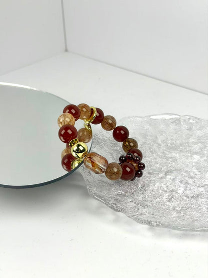 Multi‑Stone & Red Phantom Quartz Set – Balance 7 Chakras, Double Luck