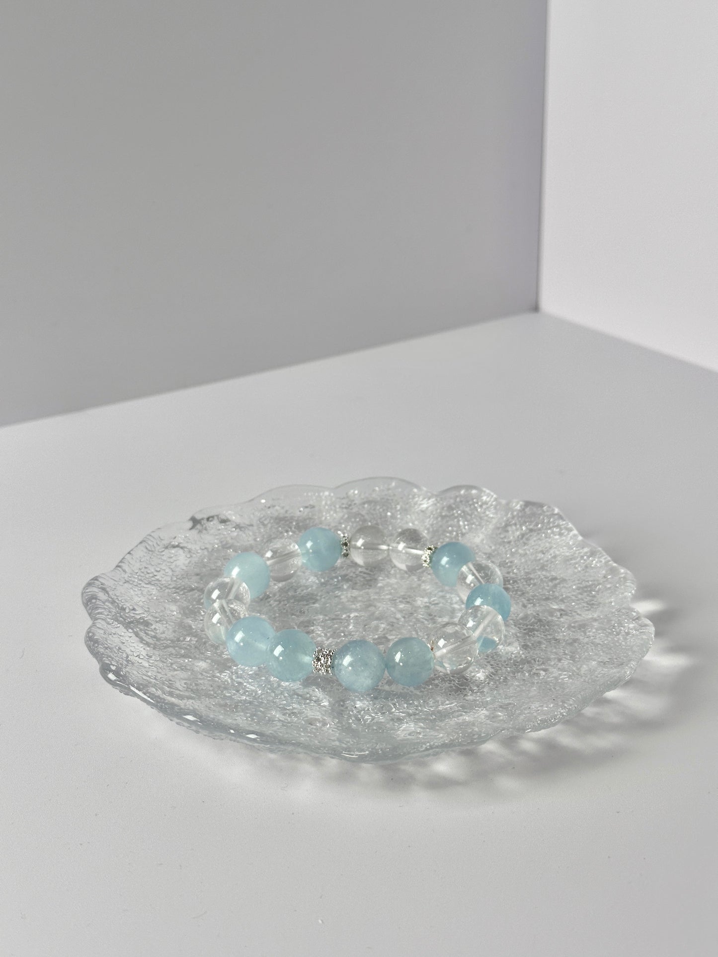 Energy Cleansing White Crystal & Aquamarine Bracelet – Purify Aura, Attract Blessings