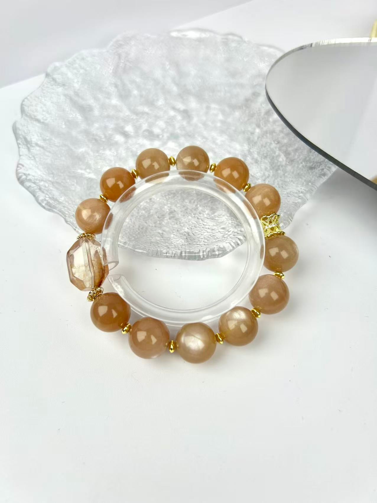 Vitality Boost Orange Moonstone & Red Phantom Quartz Bracelet – Energize & Harmonize