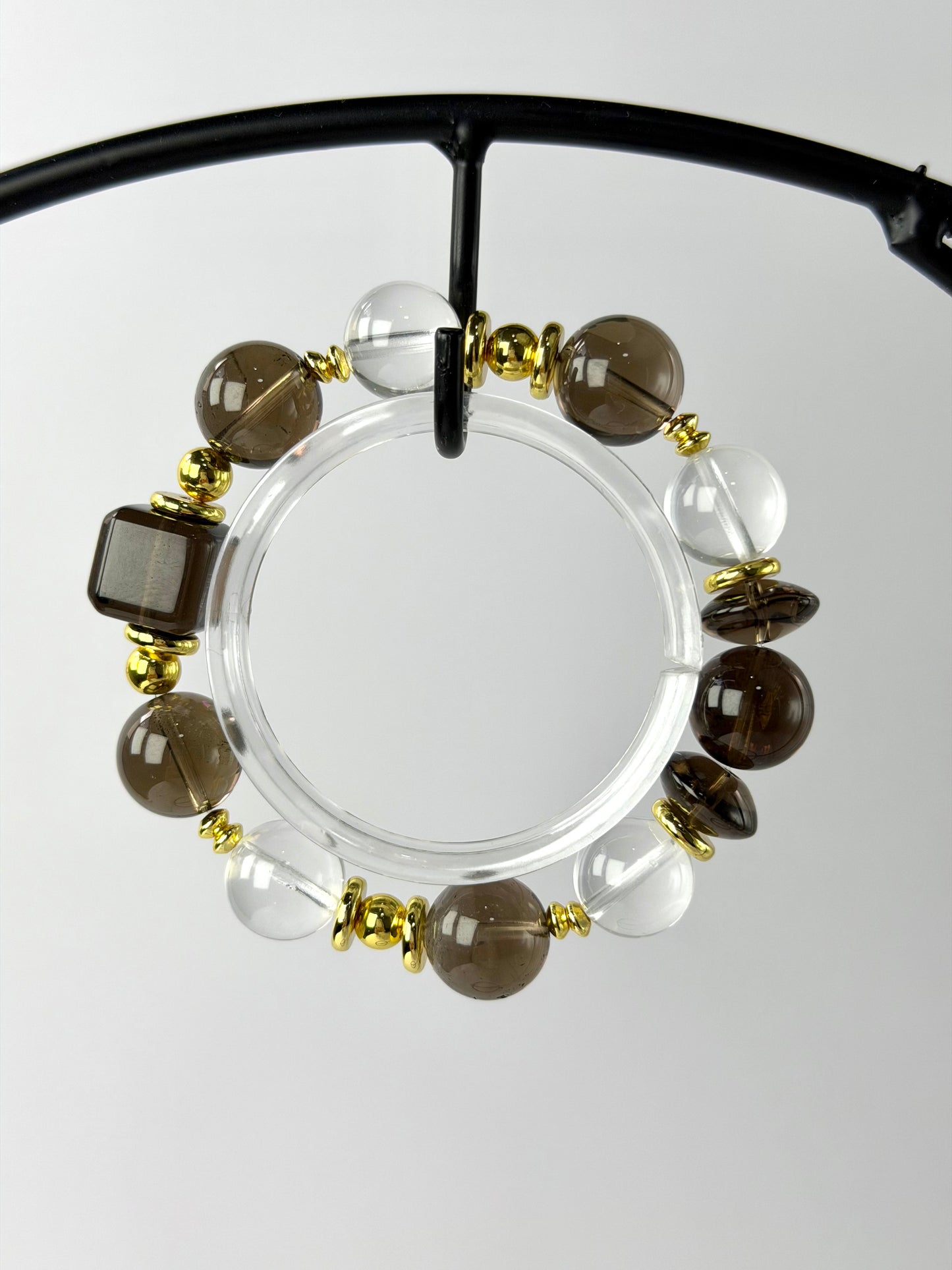 The Serenity Talisman: Smoky & Clear Quartz Energy Alignment Bracelet