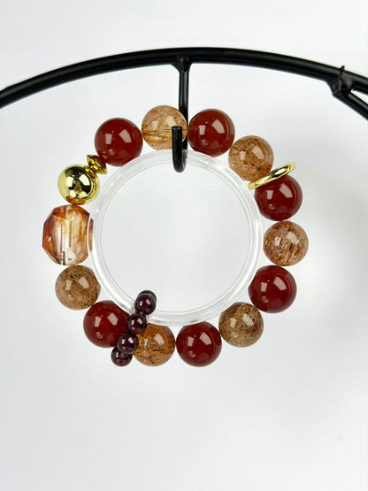Multi‑Stone & Red Phantom Quartz Set – Balance 7 Chakras, Double Luck