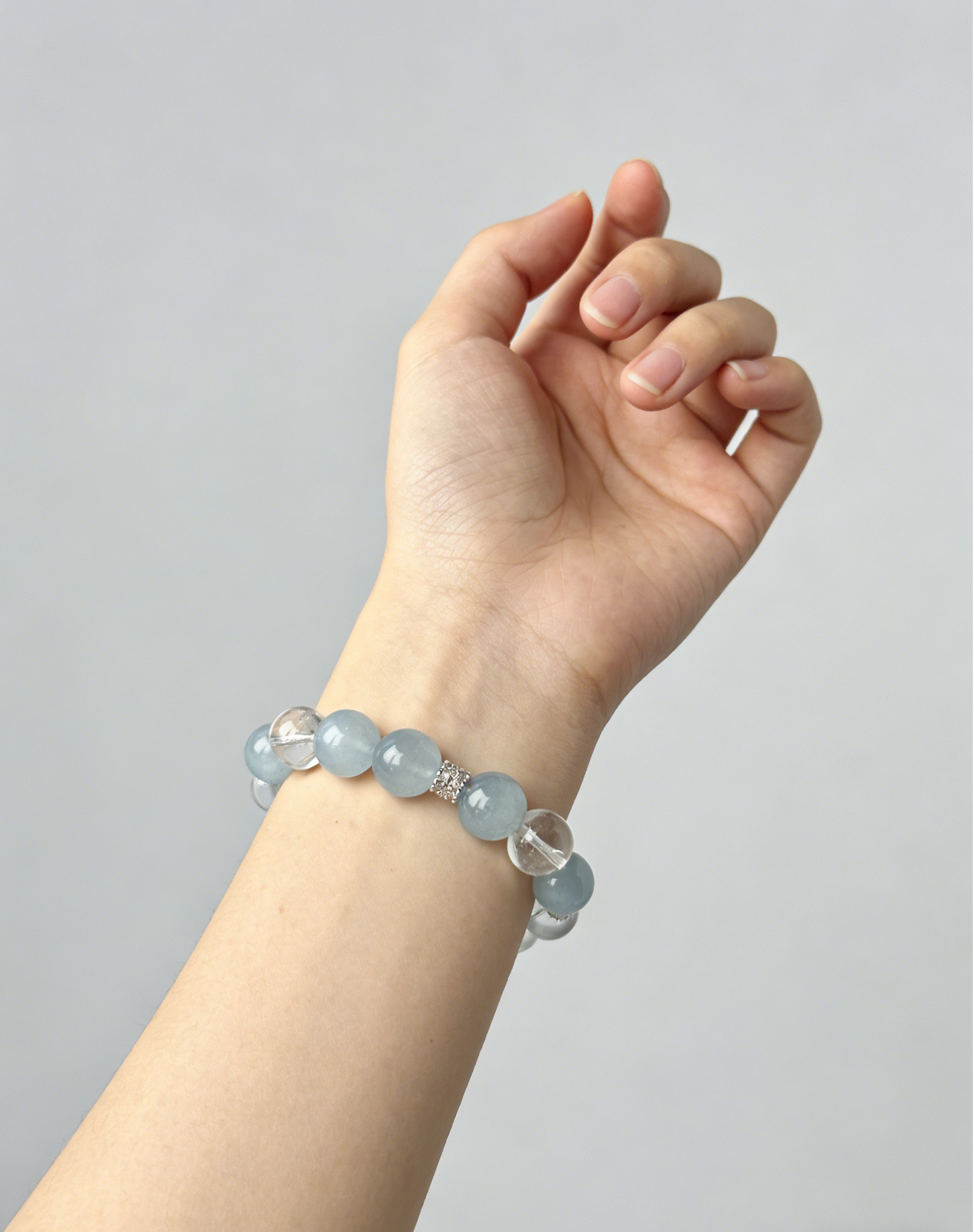 Energy Cleansing White Crystal & Aquamarine Bracelet – Purify Aura, Attract Blessings