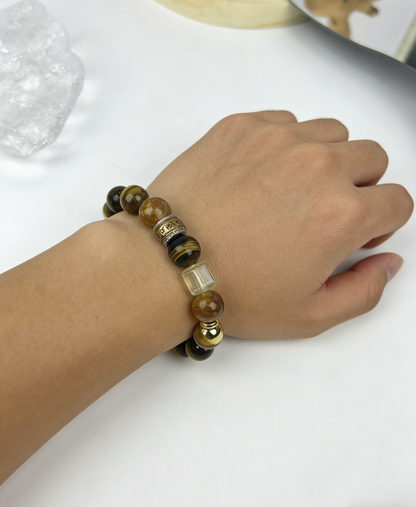 Prosperity Boost Golden Healer, Rutilated Quartz & Tiger’s Eye Bracelet – Amplify Wealth Luck, Attract Abundant Blessings