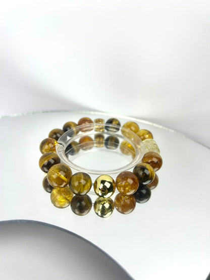 Prosperity Boost Golden Healer, Rutilated Quartz & Tiger’s Eye Bracelet – Amplify Wealth Luck, Attract Abundant Blessings