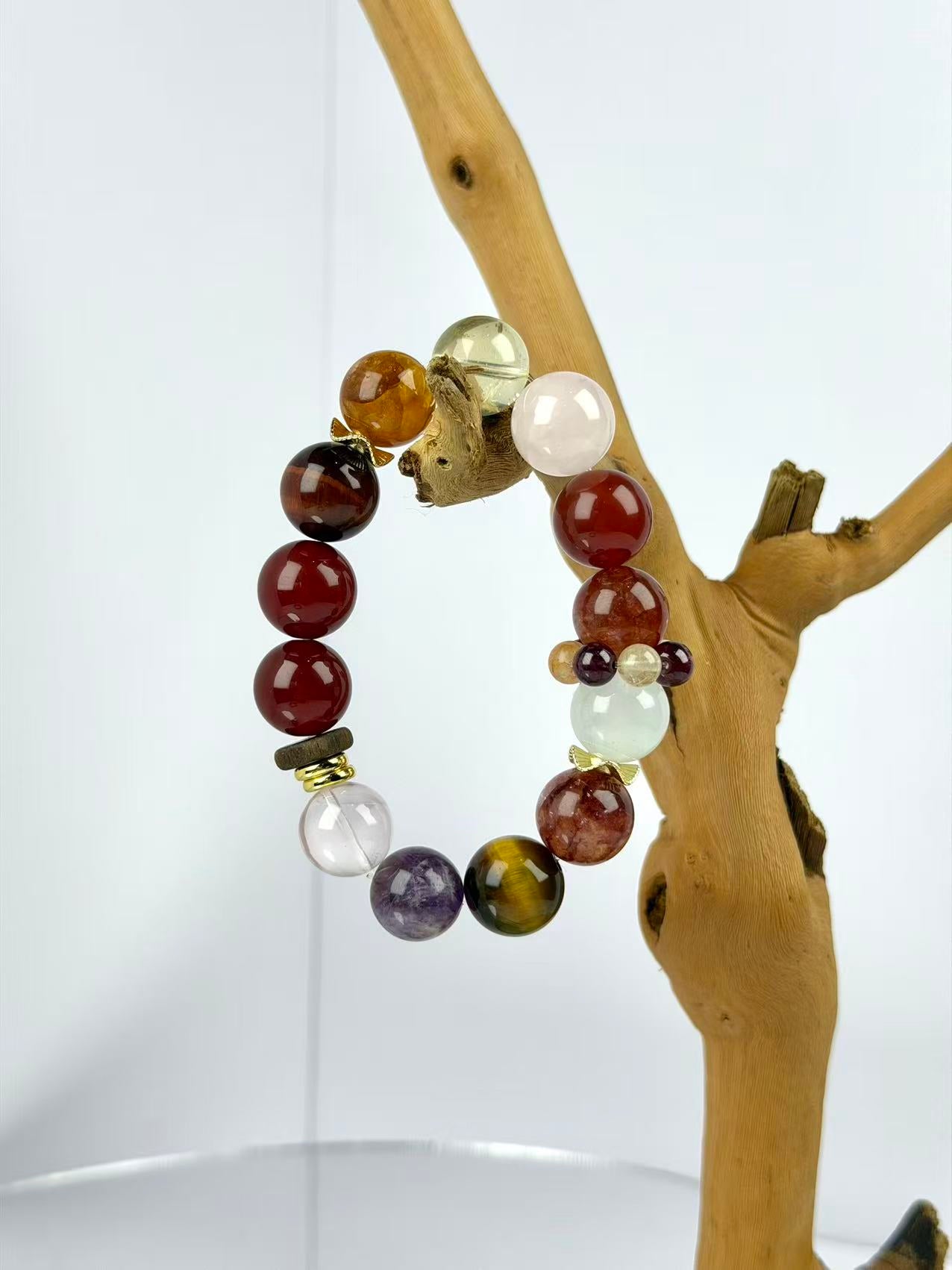 Multi‑Stone & Red Phantom Quartz Set – Balance 7 Chakras, Double Luck