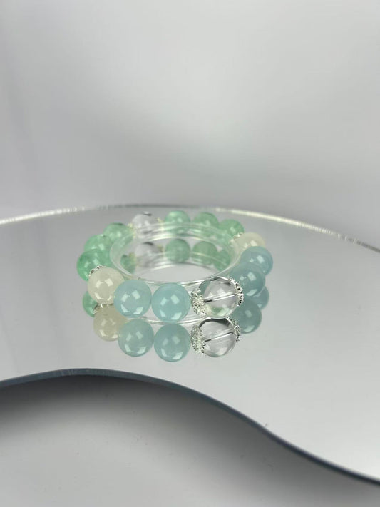 Cleansing Calm Crystal Bracelet (Fluorite, Aquamarine, Moonstone, Clear Quartz) – Purify & Soothe