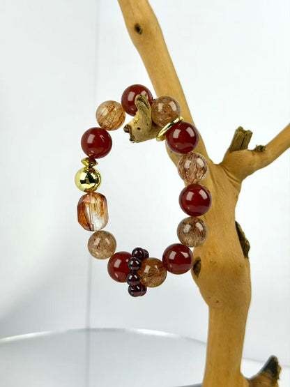Multi‑Stone & Red Phantom Quartz Set – Balance 7 Chakras, Double Luck