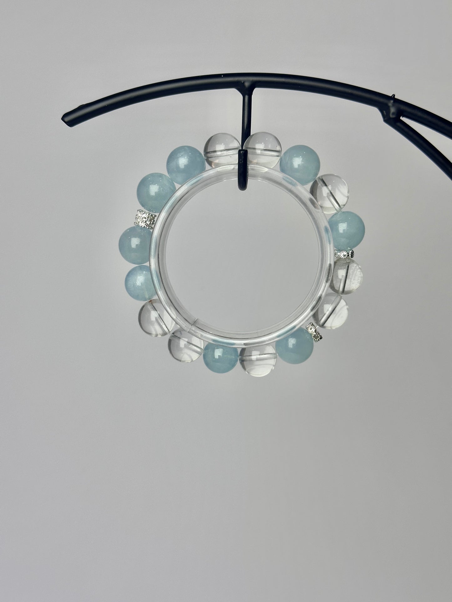 Energy Cleansing White Crystal & Aquamarine Bracelet – Purify Aura, Attract Blessings