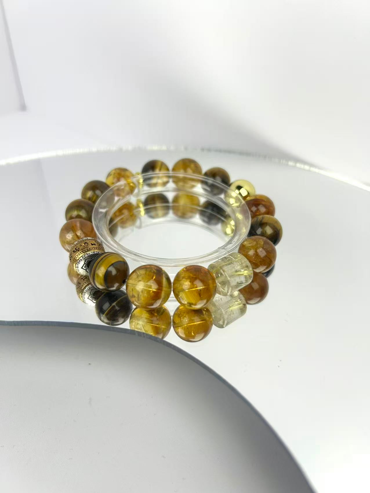 Prosperity Boost Golden Healer, Rutilated Quartz & Tiger’s Eye Bracelet – Amplify Wealth Luck, Attract Abundant Blessings