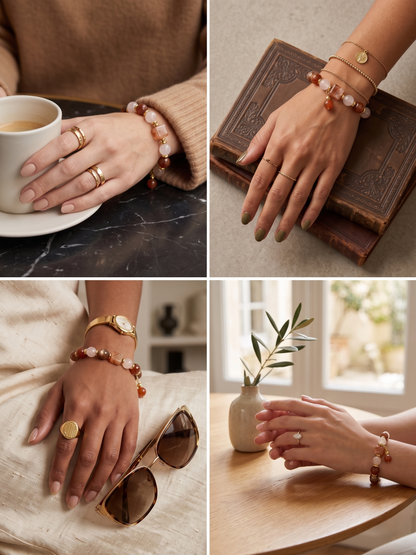 Radiant Harmony Bracelet | Rose Quartz, Lepidolite & Red Hematoid Quartz for Emotional Balance & Inner Glow