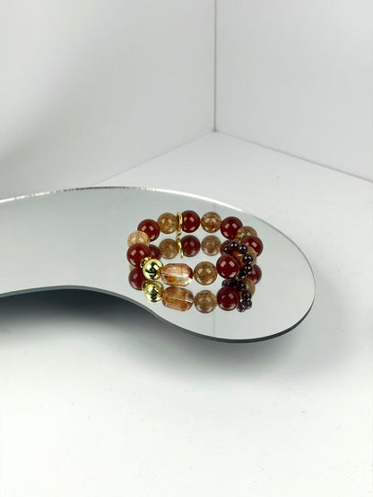Multi‑Stone & Red Phantom Quartz Set – Balance 7 Chakras, Double Luck