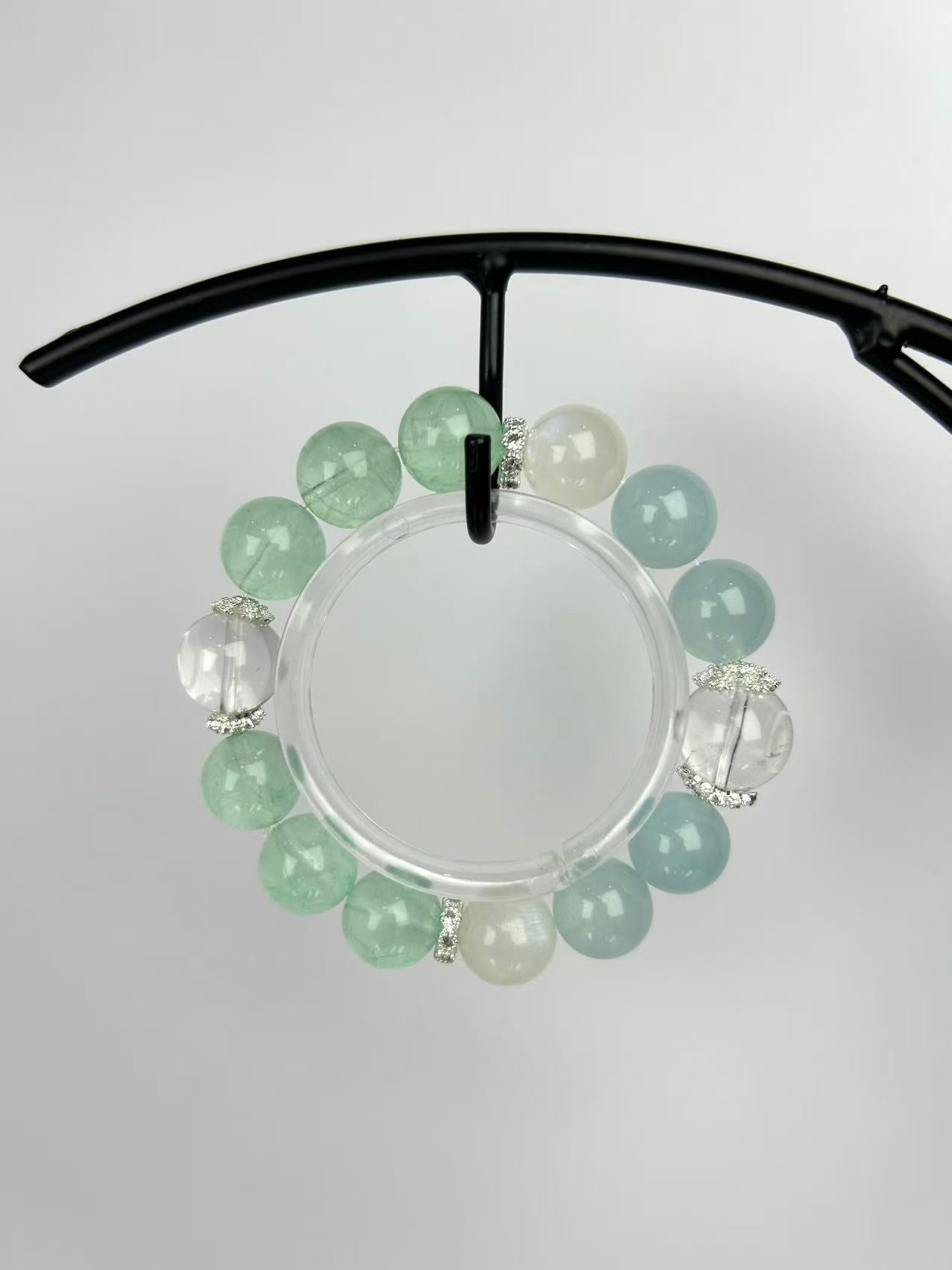 Cleansing Calm Crystal Bracelet (Fluorite, Aquamarine, Moonstone, Clear Quartz) – Purify & Soothe
