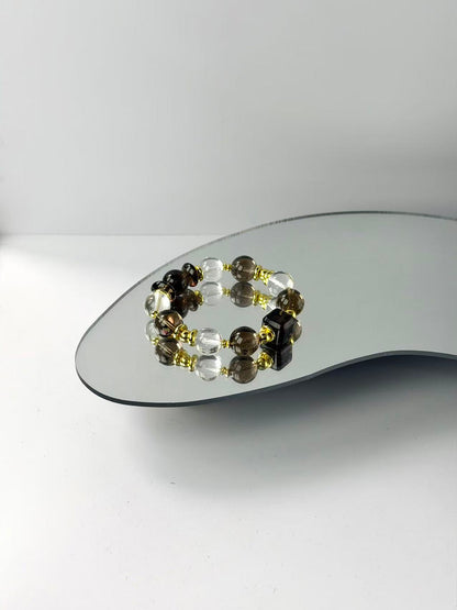 The Serenity Talisman: Smoky & Clear Quartz Energy Alignment Bracelet